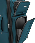 Anzio Softside Expandable Spinner Luggage, Teal, Checked-Large 30-Inch