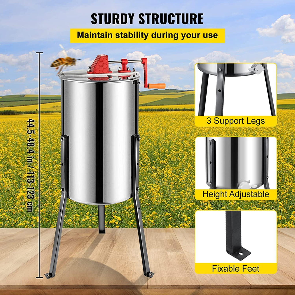 bestequip manual honey extractor separator 3 frame bee extractor stainless steel honeycomb spinner crank. beekeeping extraction apiary centrifuge equipment
