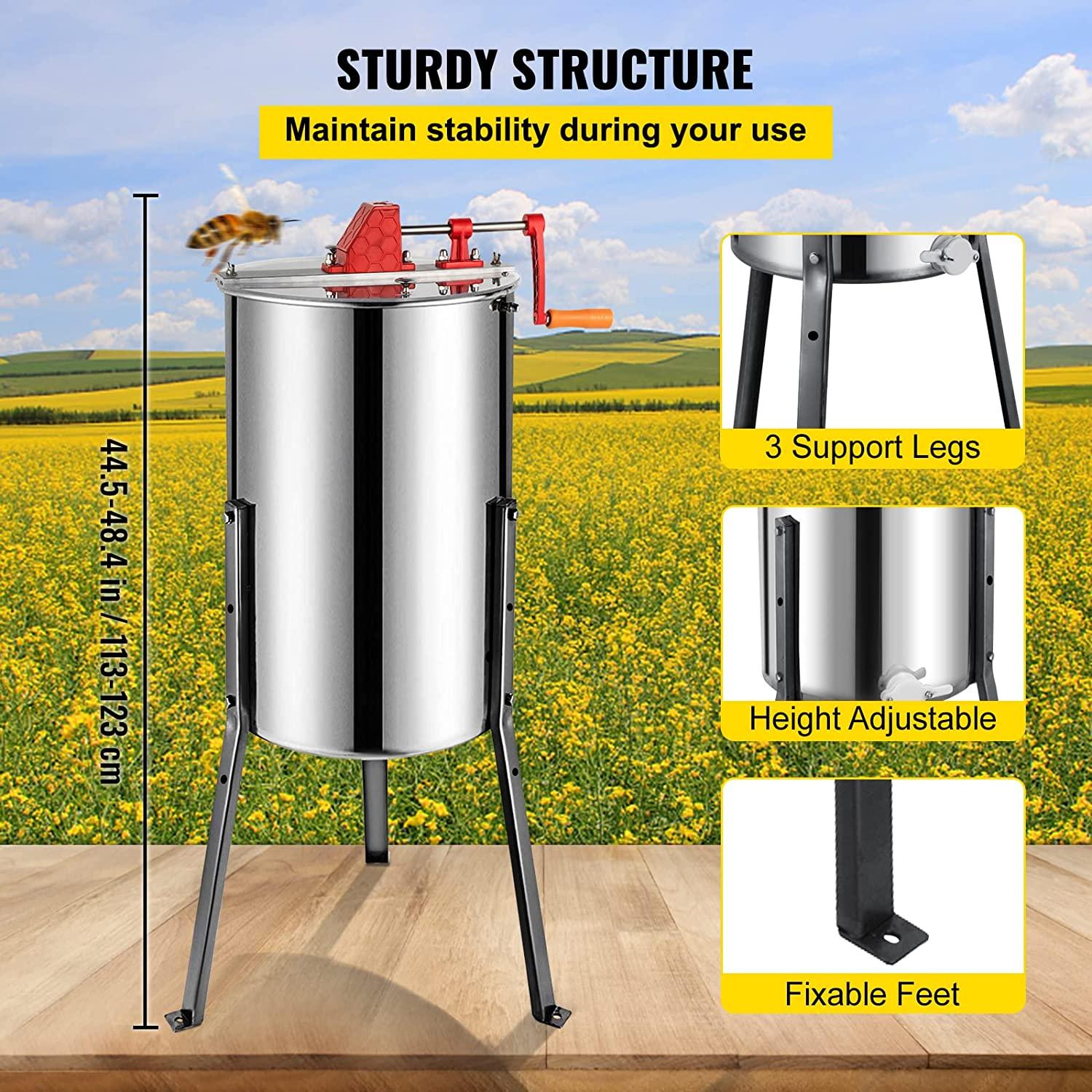 bestequip manual honey extractor separator 3 frame bee extractor stainless steel honeycomb spinner crank. beekeeping extraction apiary centrifuge equipment