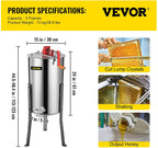 vevor manual honey extractor separator 3 frame stainless steel honeycomb drum spinner crank beekeeping equipment apiary centrifuge equipment