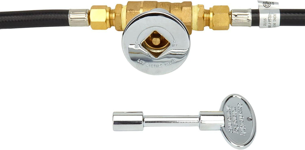 Celestial LP Burner Connection Kit w/ 90k BTU Air Mixer, Chrome Key Valve, Regulator, 1/2" NPT, fits Standard 20 lb Propane Tanks, for DIY Outdoor Gas Fire Pits