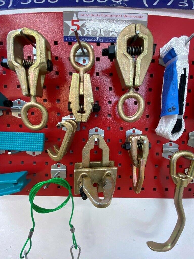 SET#55 - 16 PIECE HEAVY DUTY AUTO BODY FRAME MACHINE  PULLING TOOLS AND CLAMPS