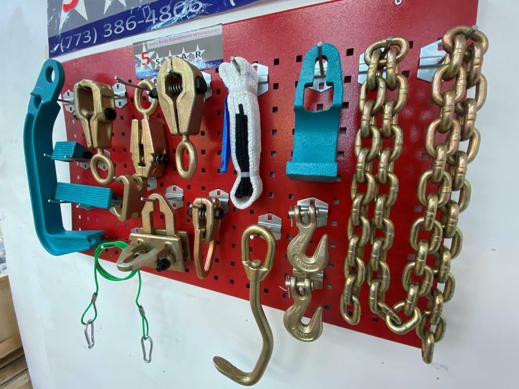 SET#55 - 16 PIECE HEAVY DUTY AUTO BODY FRAME MACHINE  PULLING TOOLS AND CLAMPS
