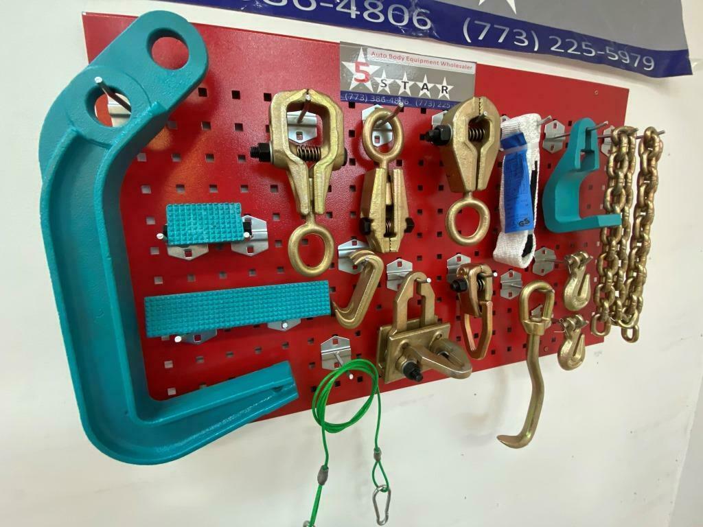 SET#55 - 16 PIECE HEAVY DUTY AUTO BODY FRAME MACHINE  PULLING TOOLS AND CLAMPS