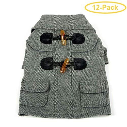 Pet Life Military Grey Rivited Wool Dog Coat X-Small - (8" Neck to Tail) - Pack of 12
