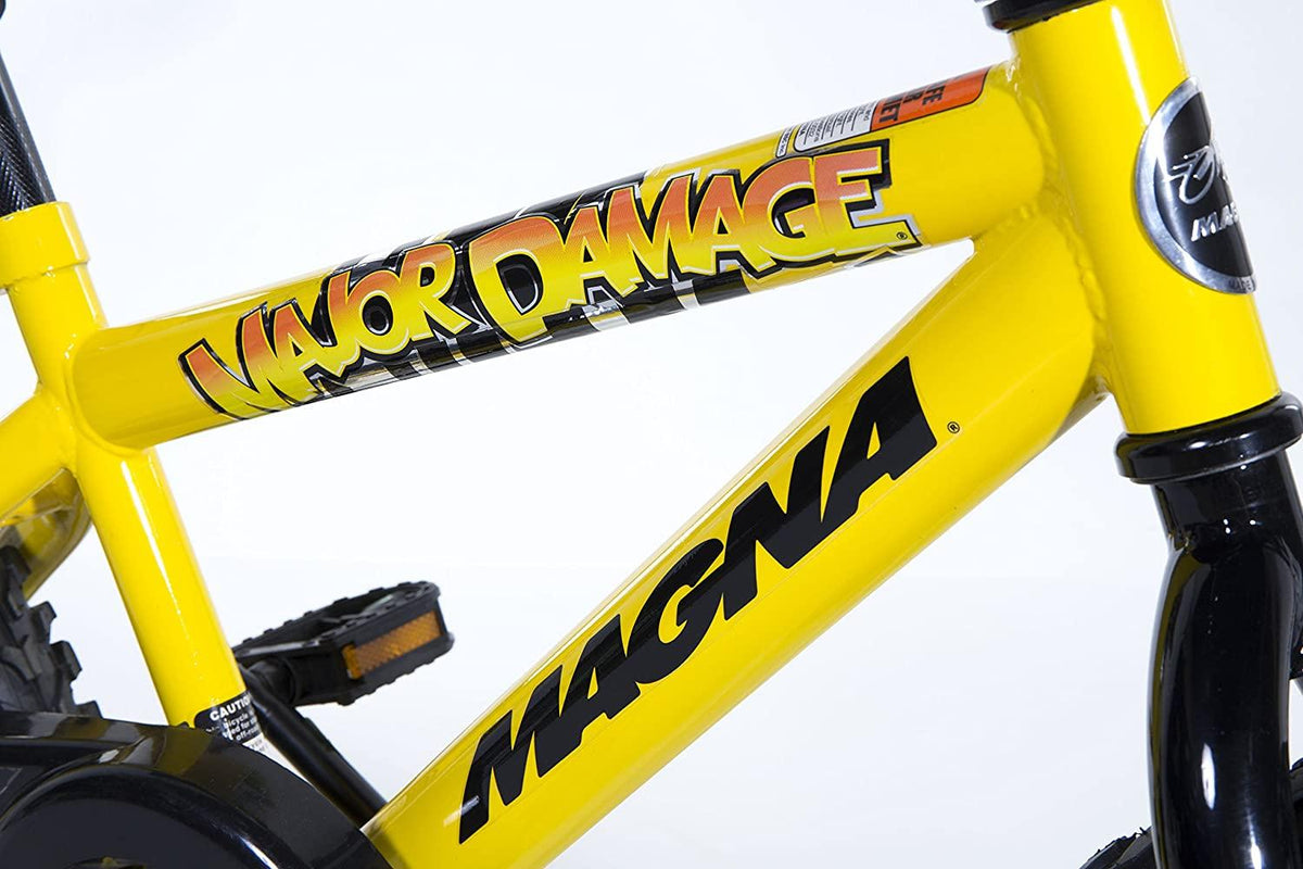 Magna Kids Bike Boys 16 Inch Wheels with Training Wheels in Yellow, Green and Red for Ages 4 Years and Up