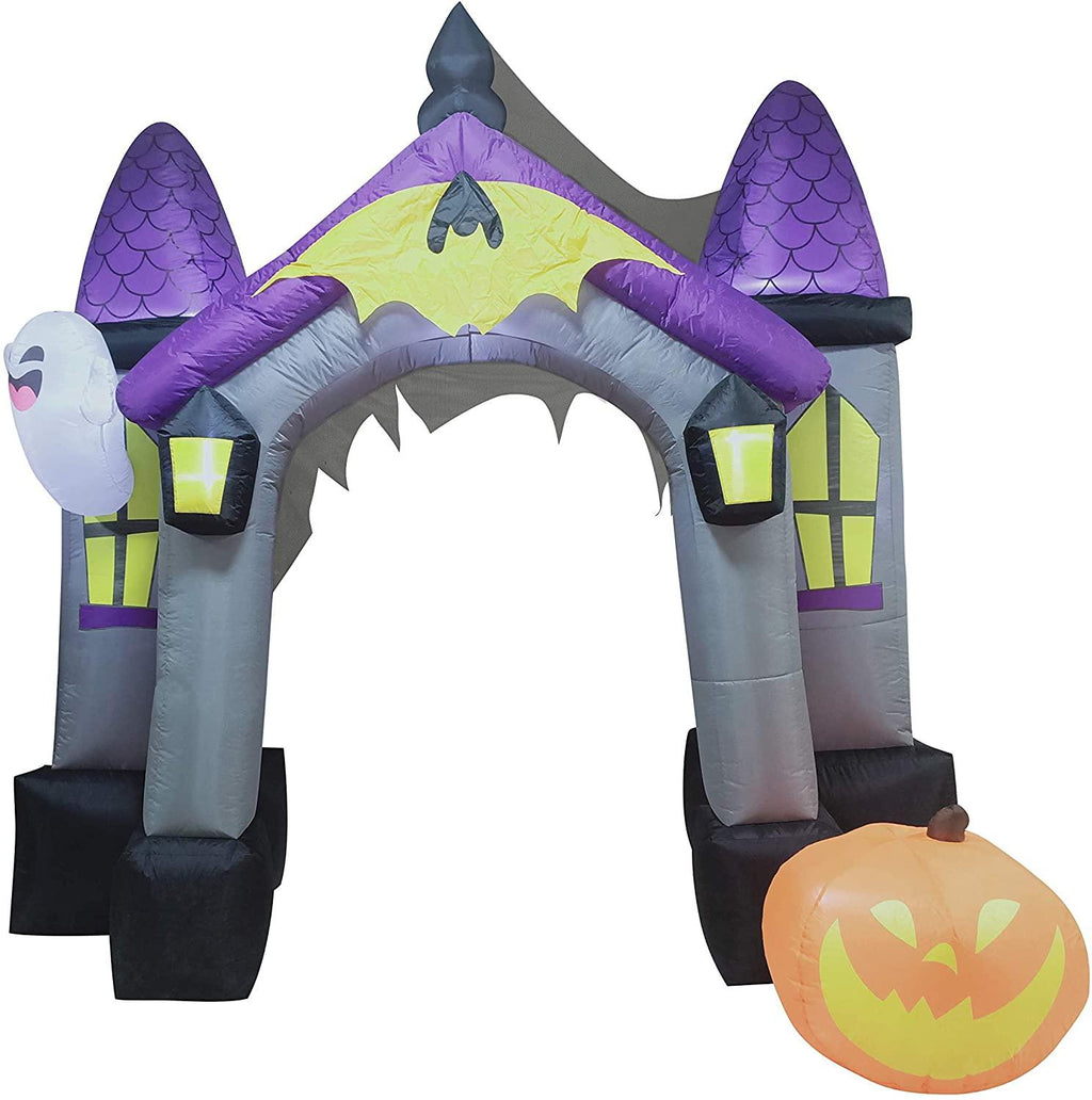 Joiedomi Halloween Inflatable 9 Feet Tall Haunted House Archway Inflatable Yard Decoration with Build-in LEDs Blow Up Inflatables for Halloween Party Indoor, Outdoor, Yard, Garden, Lawn Decorations