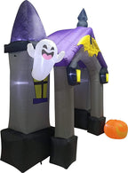 Joiedomi Halloween Inflatable 9 Feet Tall Haunted House Archway Inflatable Yard Decoration with Build-in LEDs Blow Up Inflatables for Halloween Party Indoor, Outdoor, Yard, Garden, Lawn Decorations