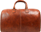 Leather Garment Bag Travel Duffel Bag for Suits and Dresses Carry-on Suitcase for Clothes Protection – Time Resistance (Cognac)