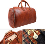 Leather Garment Bag Travel Duffel Bag for Suits and Dresses Carry-on Suitcase for Clothes Protection – Time Resistance (Cognac)