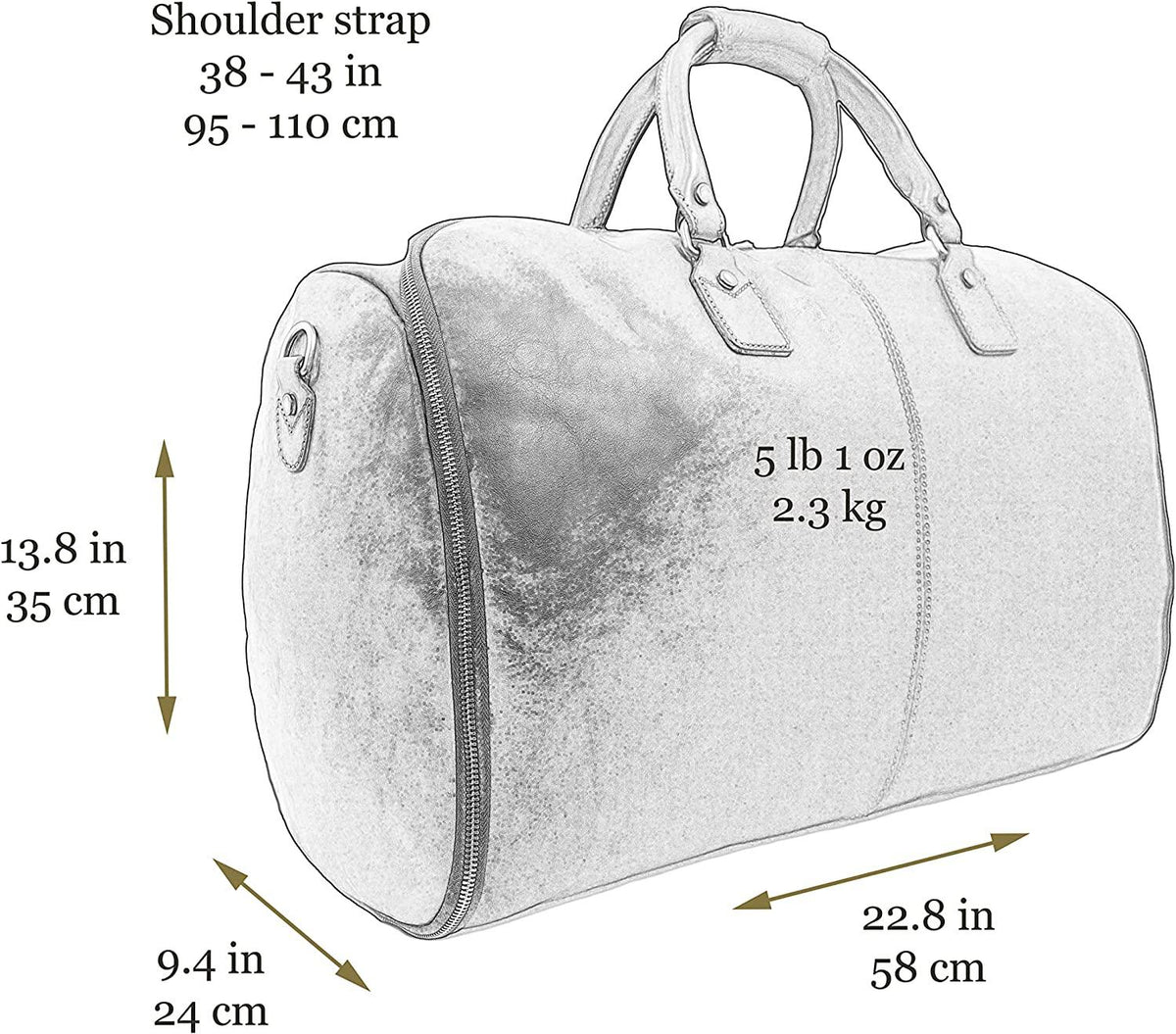 Leather Garment Bag Travel Duffel Bag for Suits and Dresses Carry-on Suitcase for Clothes Protection – Time Resistance (Cognac)