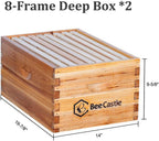 bee hive 8 frame complete bee hives and supplies starter kit, waxed beehives for beginners with bee hive frame and waxed foundation include 2 deep hive box and 1 medium bee hive super