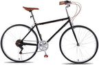 YAALO 26" 7 Speed Urban Commuter Road Bike Traditional Classic Mens Bike Style Upright Handlebars