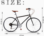 YAALO 26" 7 Speed Urban Commuter Road Bike Traditional Classic Mens Bike Style Upright Handlebars