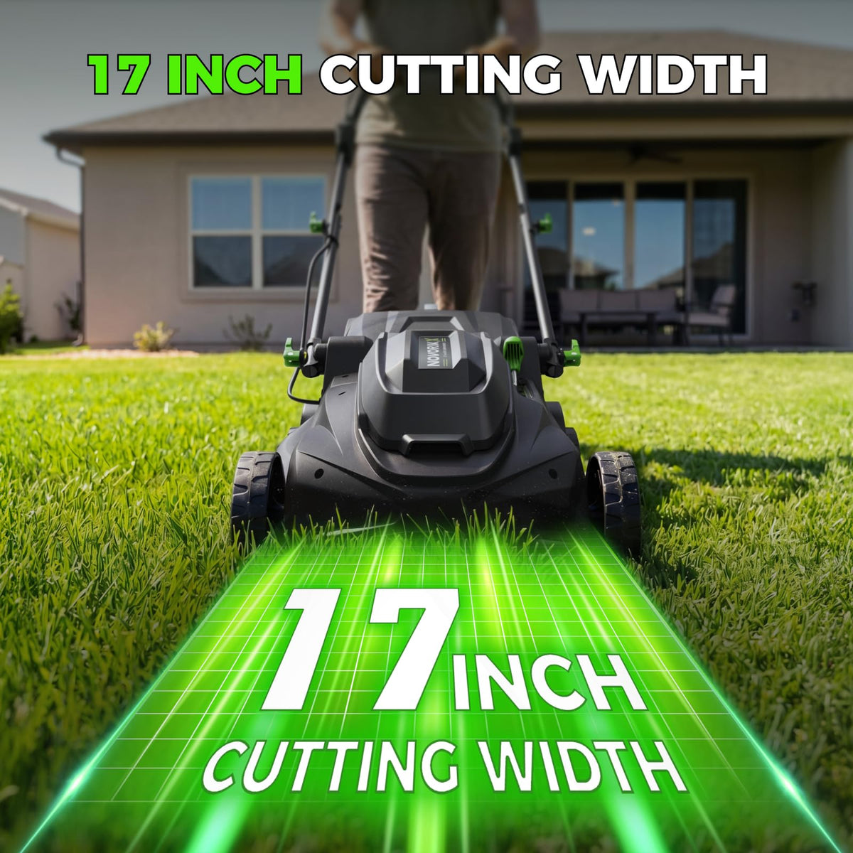 40V 17-Inch Cordless Lawn Mower, Brushless Electric Lawn Mower with Dual 4.0Ah Batteries &amp; Charger, 6 Cutting Heights, 2-in-1 Mulching &amp; Bagging