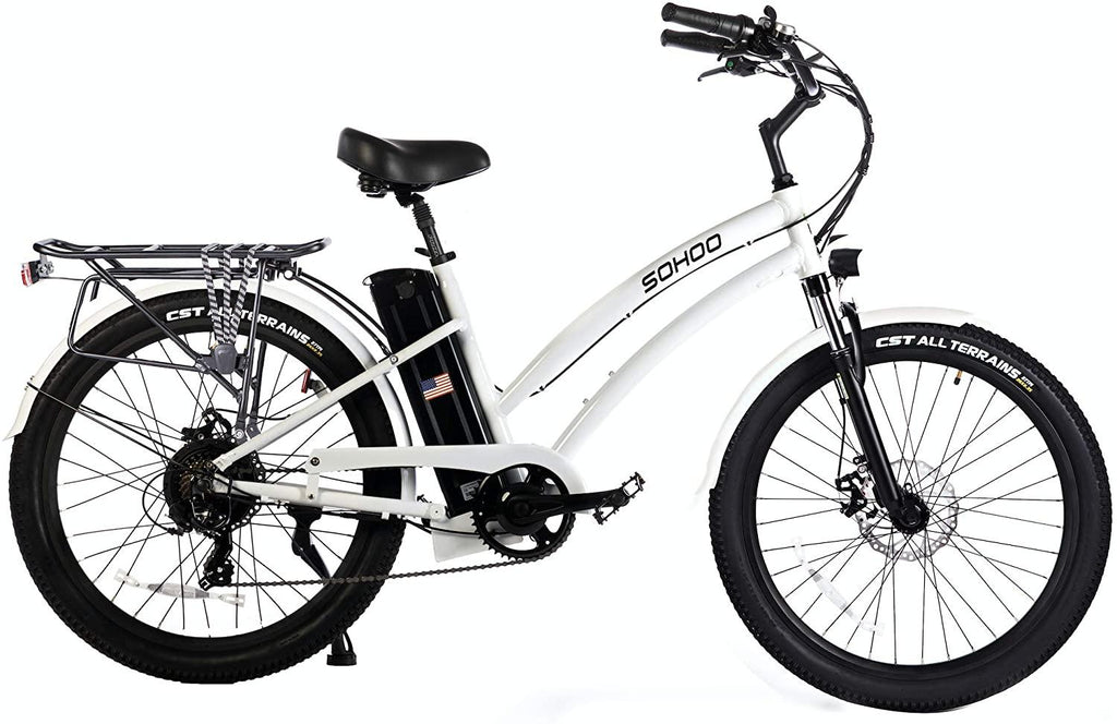 SOHOO 48V500W13Ah 26" Step-Thru Beach Cruiser Electric Bicycle City E-Bike Mountain Bike