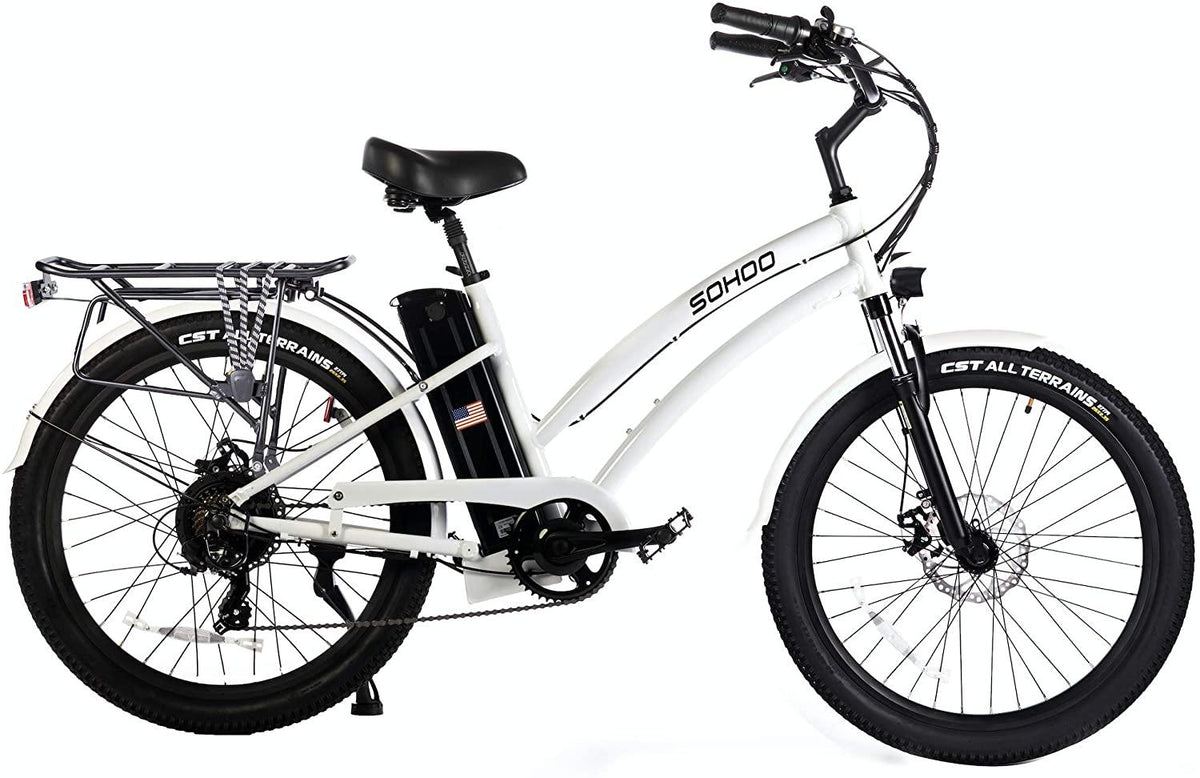 SOHOO 48V500W13Ah 26" Step-Thru Beach Cruiser Electric Bicycle City E-Bike Mountain Bike