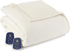 King-Size Heated Electric Blanket with Sherpa, Machine Wash &amp; Dry, Timer &amp; Safety Shutoff, 100Lx90W, Sand