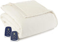 Thermee Micro Flannel King-Size Heated Electric Blanket with Sherpa  Machine Wash &amp; Dry  Timer &amp; Safety Shutoff  100Lx90W  Sand