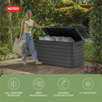 Astoria 150 Gallon Outdoor StoraDeck Box – LarWaterproof Resin StoraBox with Lockable Lid for Patio Cushions, Pool Supplies, Garden Tools & Outdoor Accessories, Dark Gray | Waterproof Resin, For Patio Furniture Cushions, Pool Supplies, Ga