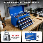ANTBD133-XU  3 Drawer 20.5" Portable Metal Tool Box: Ball-Bearing Slides and 2 Metal Latches for Secure Closure in Garage, Home or Workbench, Blue