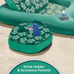 Aqua Leisure Campania 2 in 1 Convertible Lounger Recliner and Luxurious Inflatable Pool Float w/ Beverage Caddy in Multi Floral