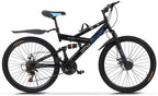 TOUNTLETS 26 inch Carbon Steel Mountain Bike,21-Speed Bicycle for Men,Full Suspension MTB Bicycle Adult Student Outdoors Unisex Portable Bike,Double Disc Brake Outroad Mountain Bicycles for Men,Black