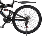 TOUNTLETS 26 inch Carbon Steel Mountain Bike,21-Speed Bicycle for Men,Full Suspension MTB Bicycle Adult Student Outdoors Unisex Portable Bike,Double Disc Brake Outroad Mountain Bicycles for Men,Black