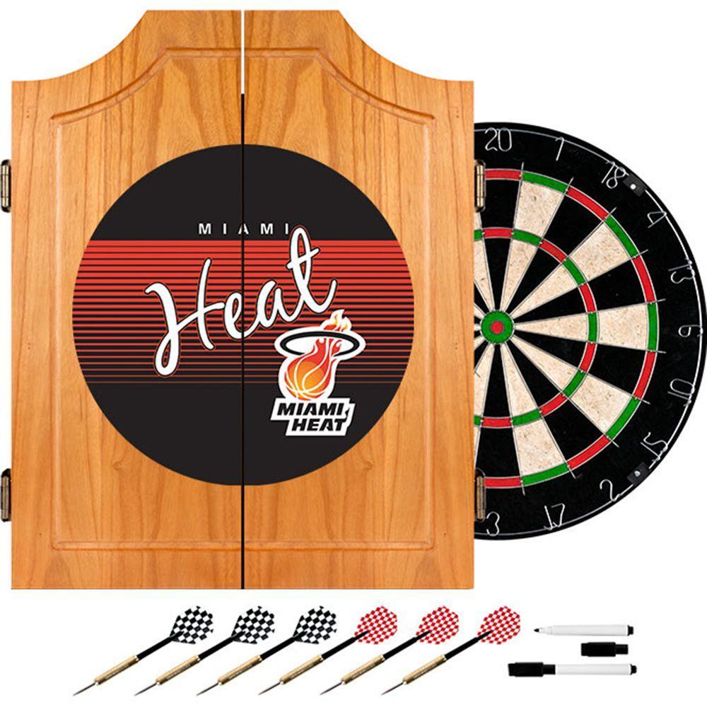 20.5 in. Miami Heat Hardwood Classics NBA Wood Dart Cabinet Set