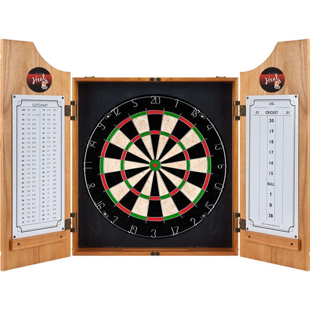 20.5 in. Miami Heat Hardwood Classics NBA Wood Dart Cabinet Set