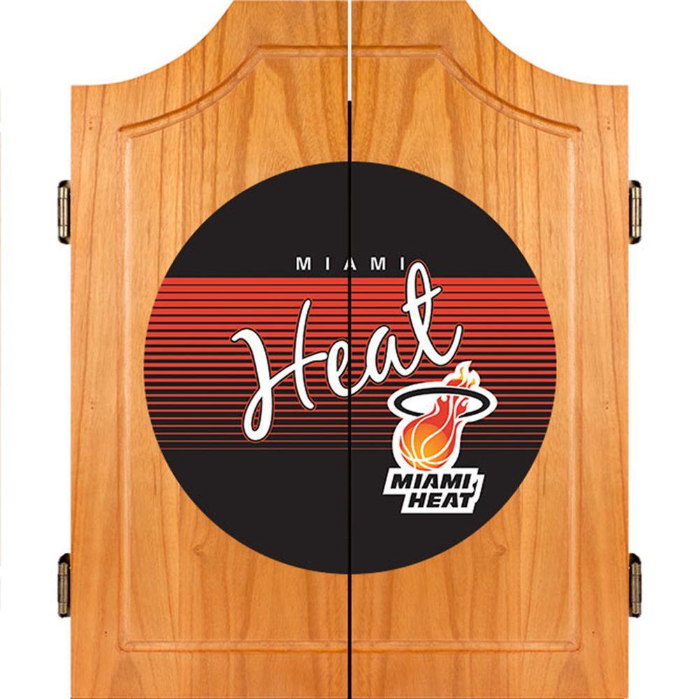 20.5 in. Miami Heat Hardwood Classics NBA Wood Dart Cabinet Set