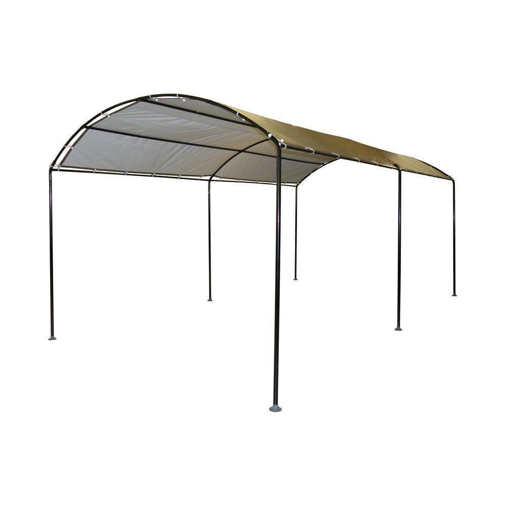 10 ft. W x 18 ft. D Monarc Canopy with 2 in. Black Steel Frame and Waterproof, UV-Resistant Sandstone Cover