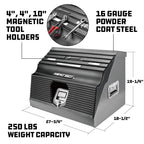 26 Inch Portable Slant Front Rapid Toolbox Tiered Tool Holders, 16 GauSteel, Weather-Resistant Lockable Magnetic Lid, Grey - 240102
