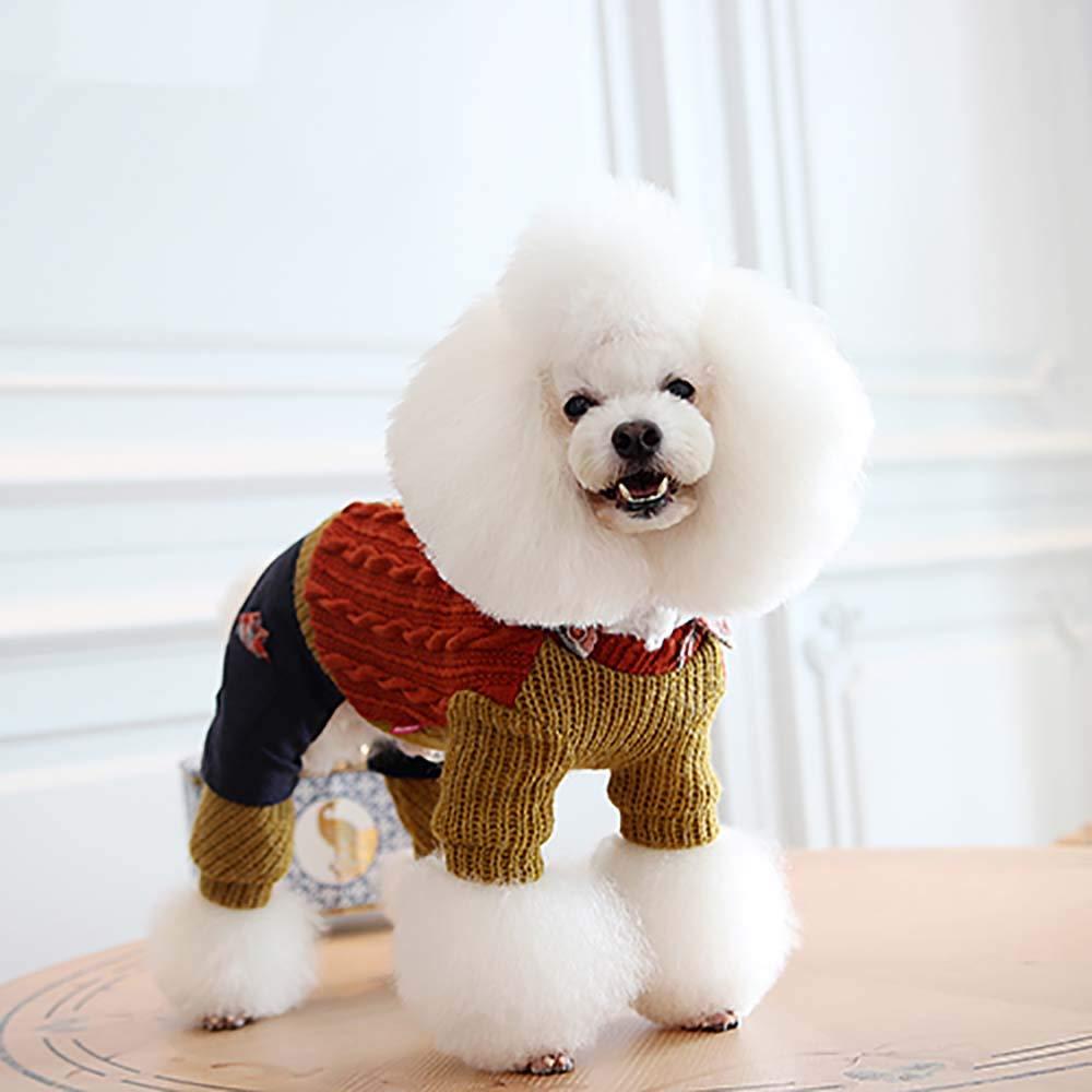FXQIN Four Leg Dog Jacket, Lightweight Dog Jumpsuits, 4 Legs Dog Coat, Knitted Thermal Pet Clothes for Dog Vest Jumpsuit, Brown