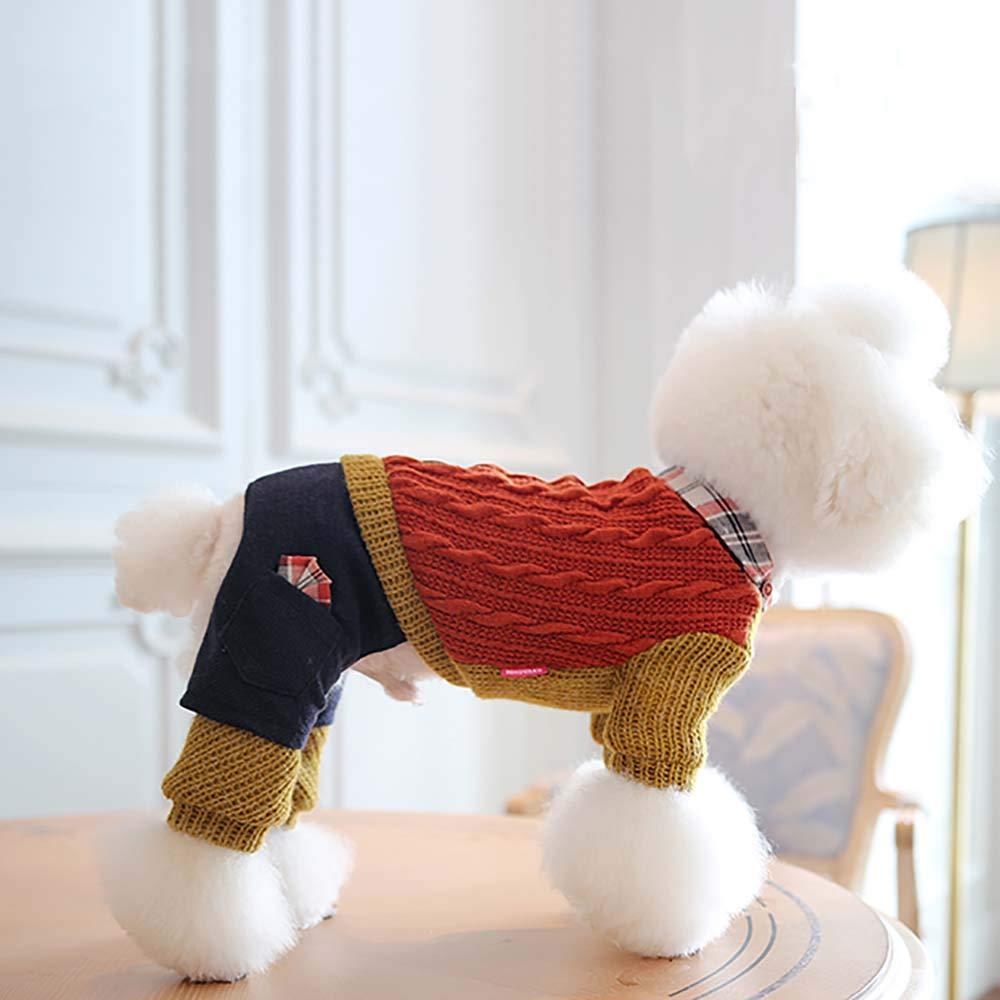 FXQIN Four Leg Dog Jacket, Lightweight Dog Jumpsuits, 4 Legs Dog Coat, Knitted Thermal Pet Clothes for Dog Vest Jumpsuit, Brown