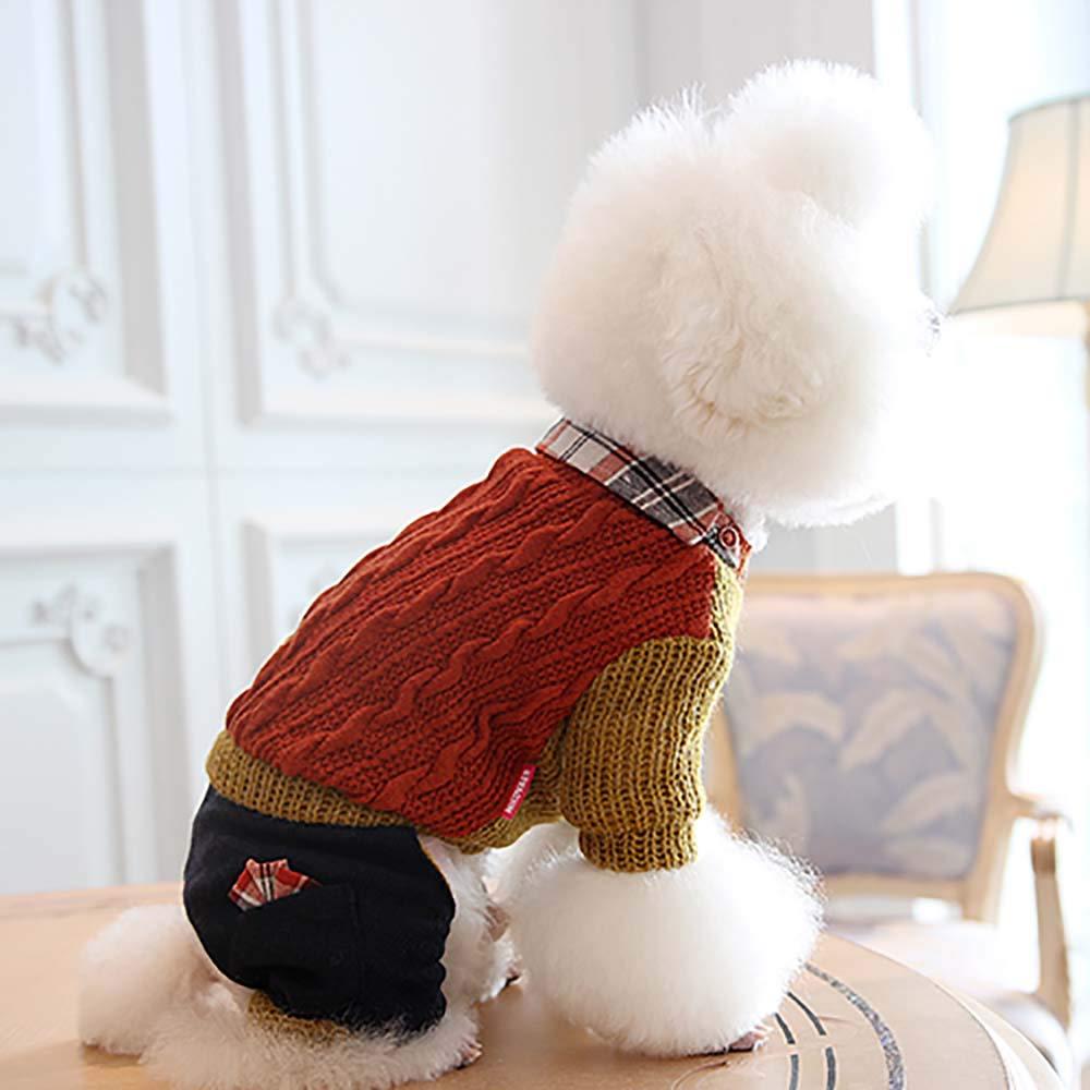 FXQIN Four Leg Dog Jacket, Lightweight Dog Jumpsuits, 4 Legs Dog Coat, Knitted Thermal Pet Clothes for Dog Vest Jumpsuit, Brown