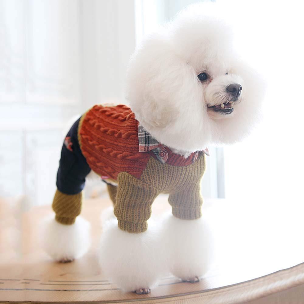 FXQIN Four Leg Dog Jacket, Lightweight Dog Jumpsuits, 4 Legs Dog Coat, Knitted Thermal Pet Clothes for Dog Vest Jumpsuit, Brown
