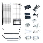 Pupzo Welded Wire Dog Kennel,Outdoor Heavy Duty Pet Kennel with UV Protection and Waterproof Trap Cover Automatic Lock Rotatable Window 2  Steel Bowls Black