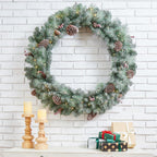 36 in. D Oversized Pre-Lit Glittered Pine Cone Artificial Christmas Wreath with 50 Warm White Lights