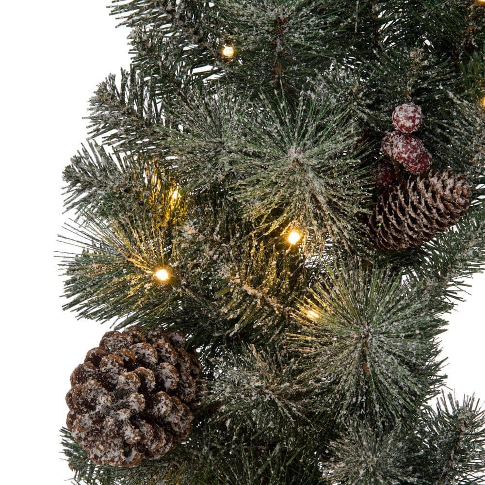 36 in. D Oversized Pre-Lit Glittered Pine Cone Artificial Christmas Wreath with 50 Warm White Lights