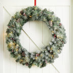 36 in. D Oversized Pre-Lit Glittered Pine Cone Artificial Christmas Wreath with 50 Warm White Lights