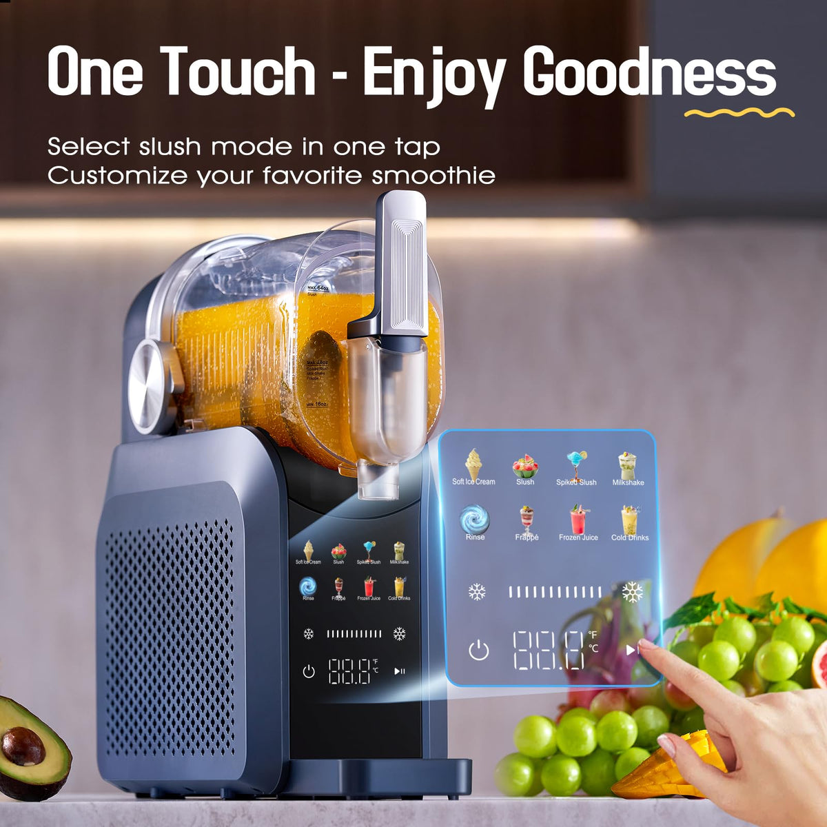 7-in-1 Slushie Machine & Soft Serve Ice Cream Maker,88oz with No Ice Needed,Slushy Machie for Home,Frozen Drink,Margarita,Cocktail,Daiquiri,Frappe,Milkshake,and More Smoothie