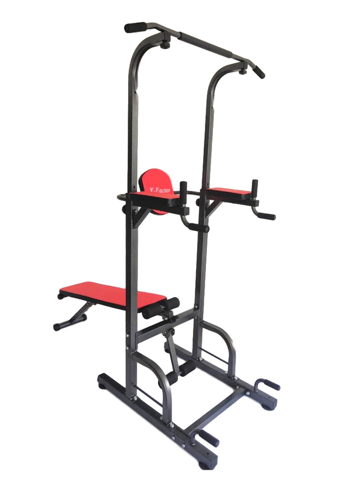 X Factor Power Tower 5 in 1 Home Gym Station with Weight Bench, Push-Up, Pull-Up &amp; Dip Stations Dip Stand Exercise Pull Up Bar,  Adjustable for Weight Lifting Workout Strength Training Power Rack