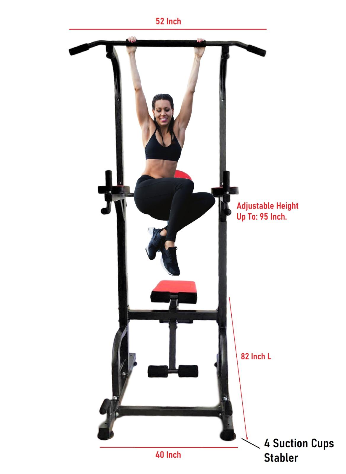 X Factor Power Tower 5 in 1 Home Gym Station with Weight Bench, Push-Up, Pull-Up &amp; Dip Stations Dip Stand Exercise Pull Up Bar,  Adjustable for Weight Lifting Workout Strength Training Power Rack