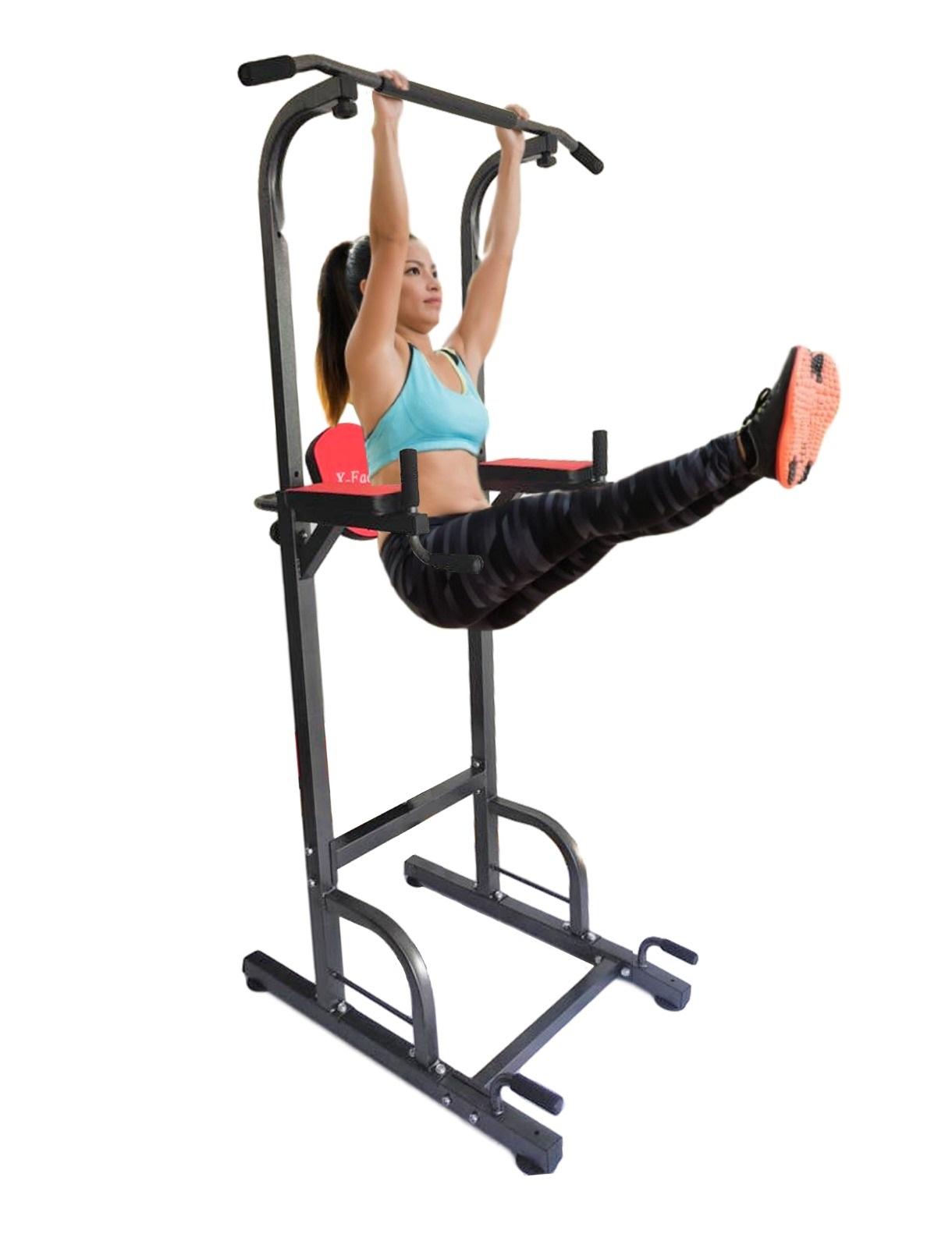 X Factor Power Tower 5 in 1 Home Gym Station with Weight Bench, Push-Up, Pull-Up &amp; Dip Stations Dip Stand Exercise Pull Up Bar,  Adjustable for Weight Lifting Workout Strength Training Power Rack