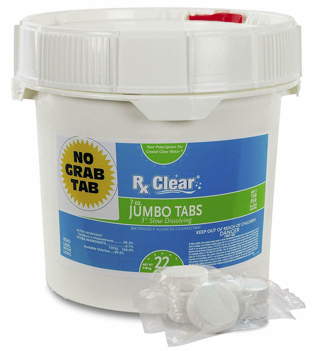 rx clear 3" inch 7 oz. stabilized chlorine swimming pool tablets (choose size)