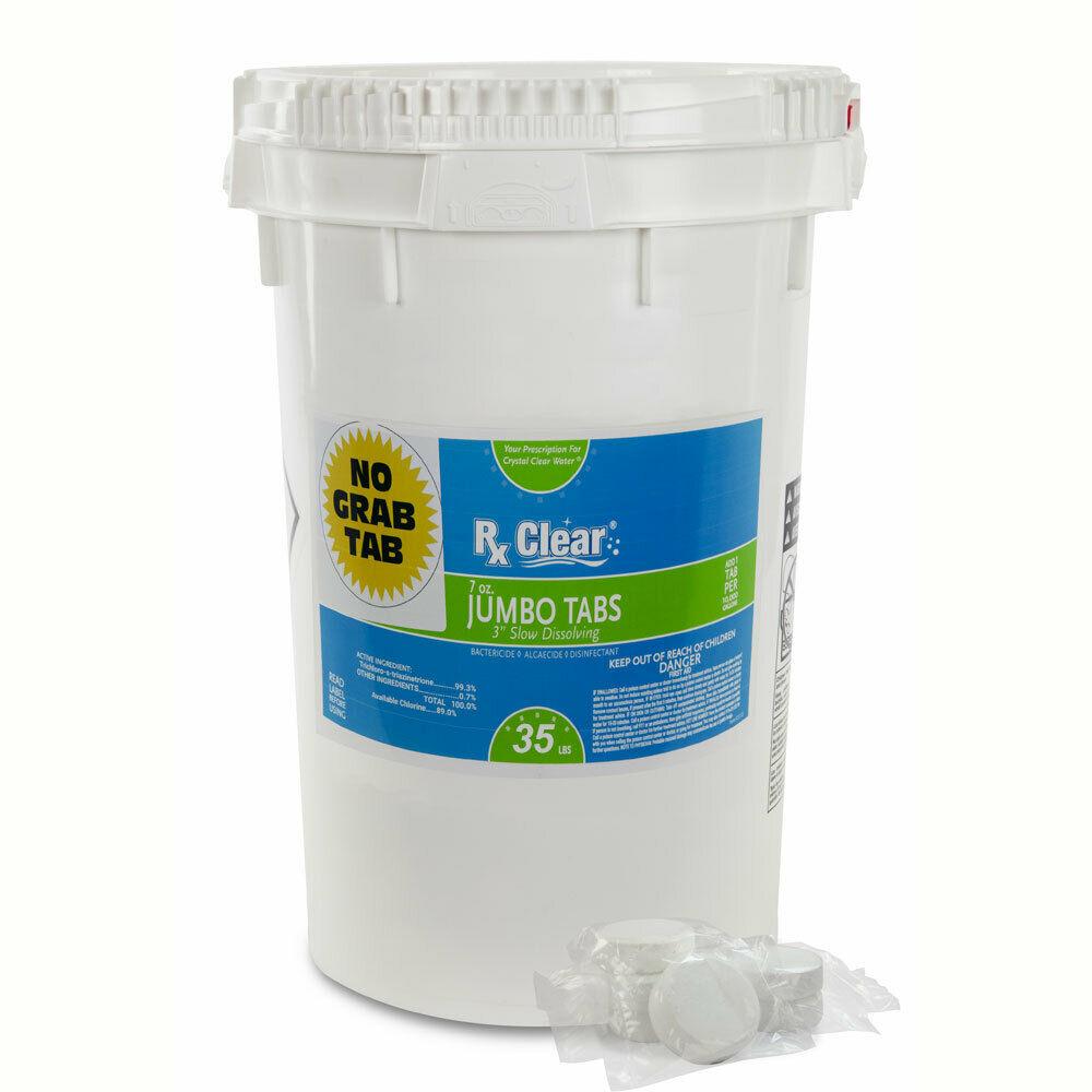 rx clear 3" inch 7 oz. stabilized chlorine swimming pool tablets (choose size)