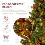 6ft Pre-Lit Pre-Decorated Holiday Spruce Christmas Tree w/ 798 Tips, 250 Lights, Metal Base