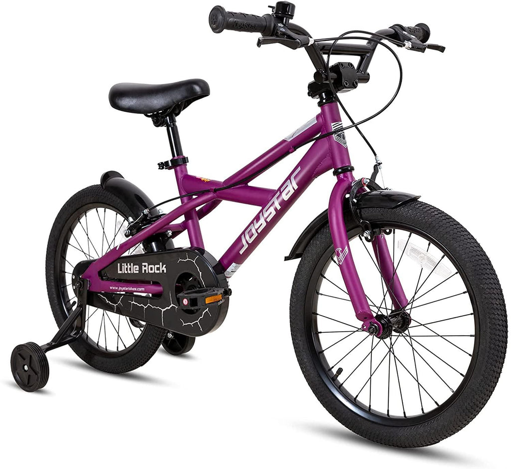JOYSTAR Little Rock Kids Bike for 2-9 Years Boys &amp; Girls with Training Wheels &amp; Dual Handbrakes Easy Assembly 14 16 18 Inch Wheels Kids Bicycle in Black Blue Purple