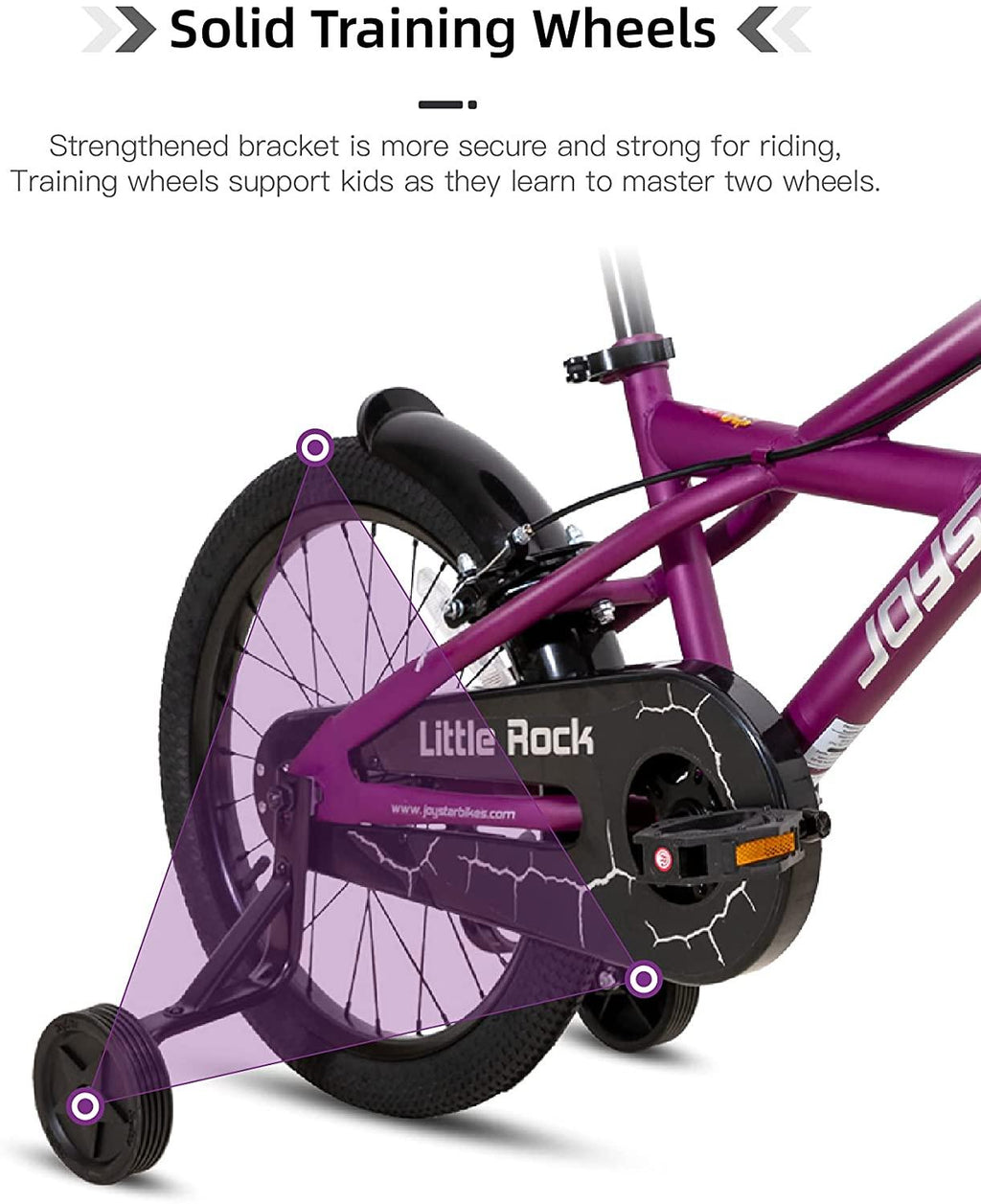 JOYSTAR Little Rock Kids Bike for 2-9 Years Boys &amp; Girls with Training Wheels &amp; Dual Handbrakes Easy Assembly 14 16 18 Inch Wheels Kids Bicycle in Black Blue Purple